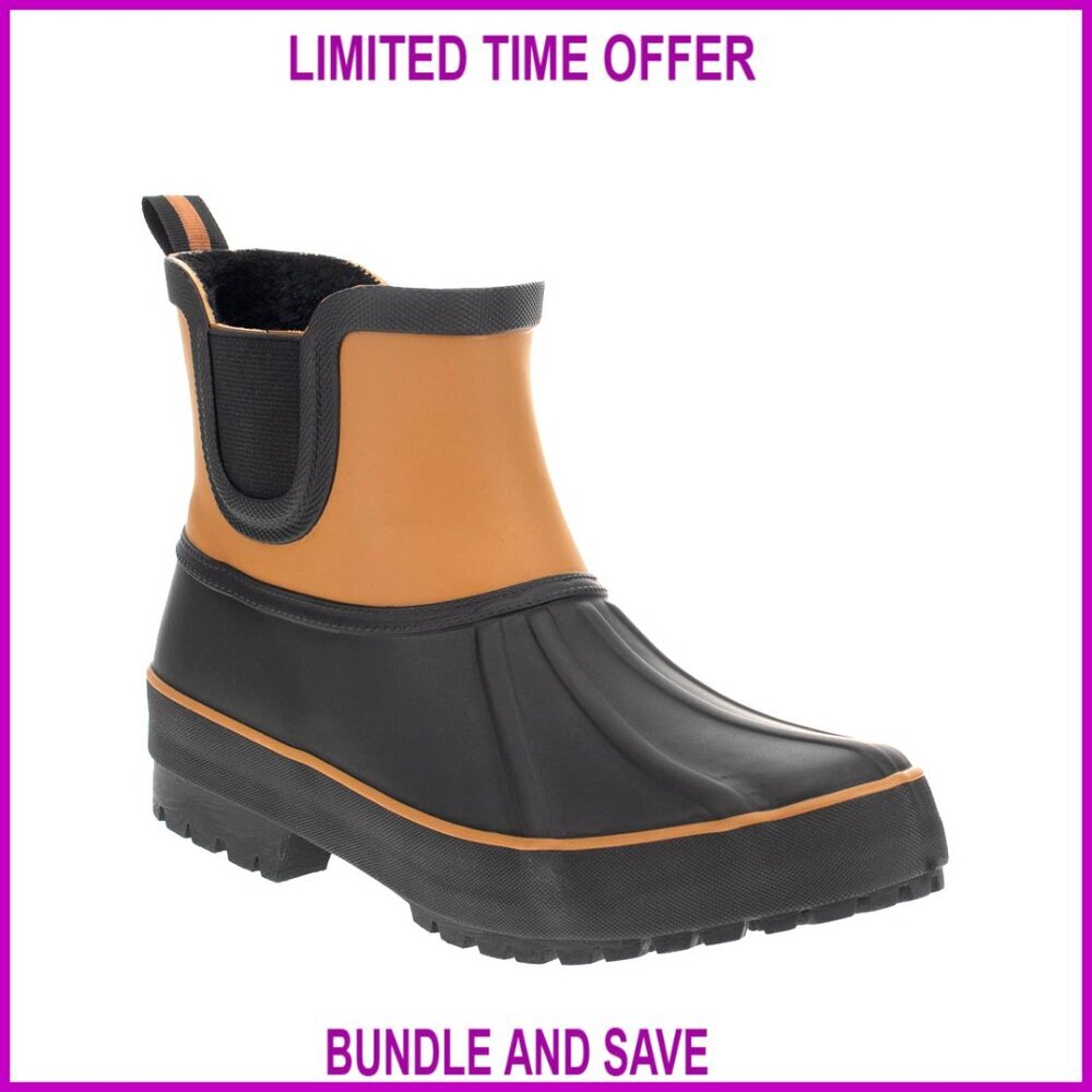 Waterproof Chelsea Rain Boot with Memory Foam Insole and Faux Fur Lining